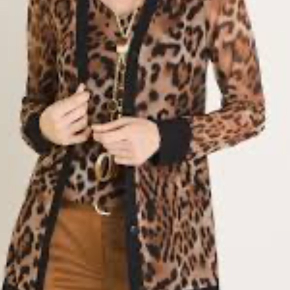 Chico's Tops - Chico's Brown and Black Leopard Print Cardigan 2 piece set